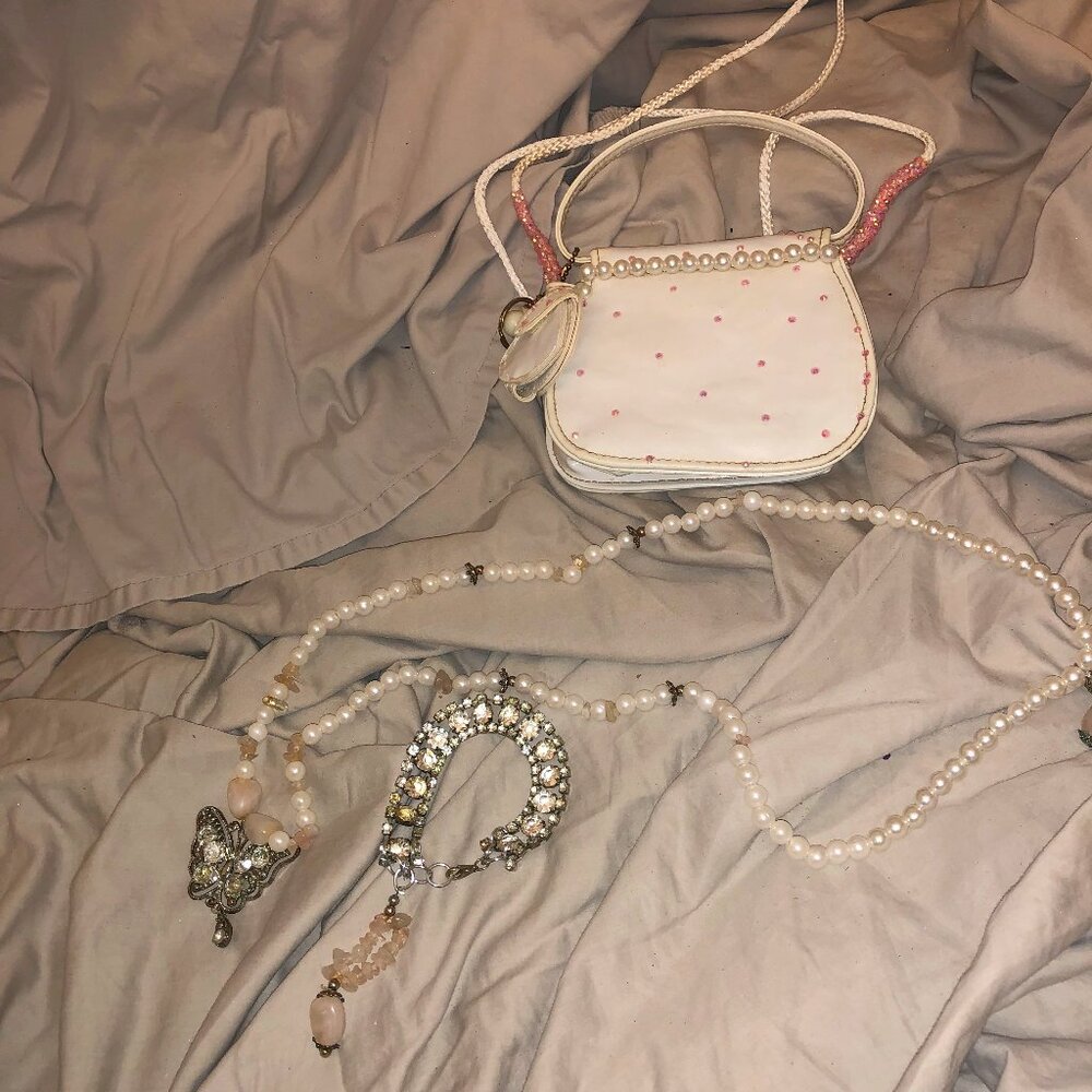 bundle rhinestone purse, necklace, bracelet,
